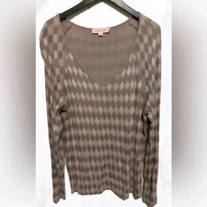 See by Chloe classic lightweight knit pink grey V neck long  sleeve sweater 44